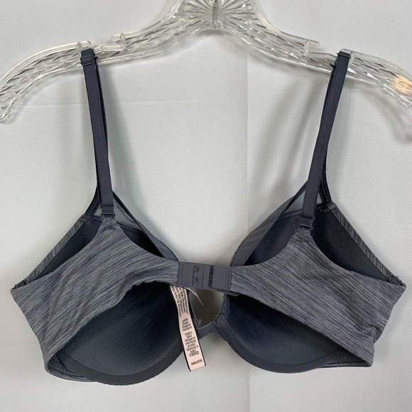 Victoria's Secret Bra Womens Sz 34D Heather Gray Padded Plunge Adjustable Straps - Picture 2 of 7